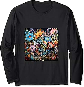 Amazon | インドネシアの伝統的なバティック柄 長袖Tシャツ | T